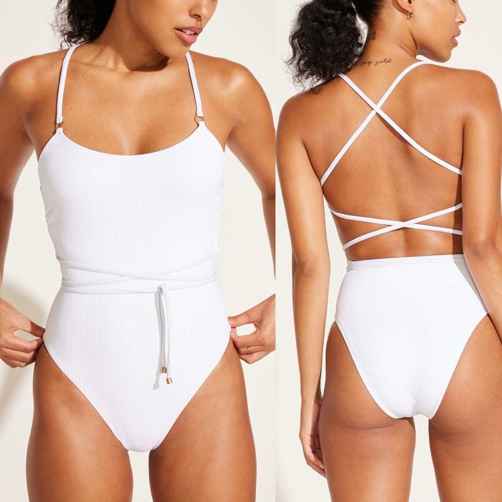 NWOT Vitamin A Yara Wrap One Piece White EcoRib Small